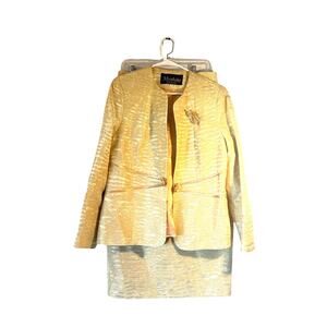 Moshita Couture Women’s 12 Gold Metallic Skirt Suit Jacket Formal Made in USA